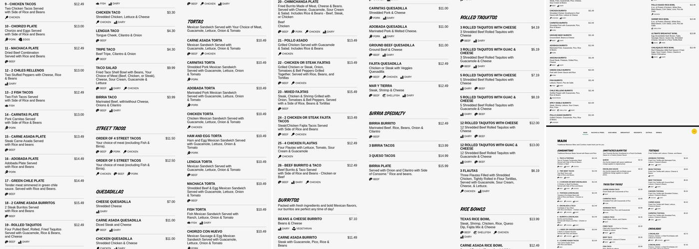 Abelardo's Mexican Fresh Menu