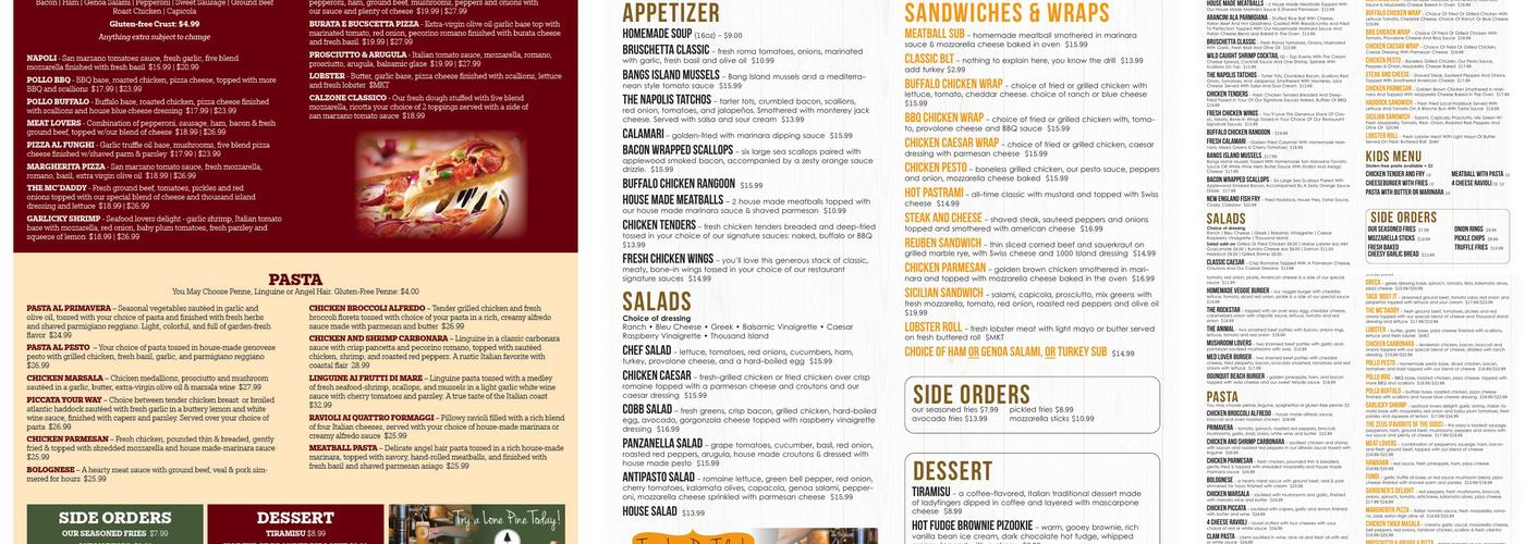 The Napoli’s - Italian Kitchen & Bar Menu