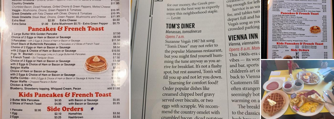Tom's Diner Menu