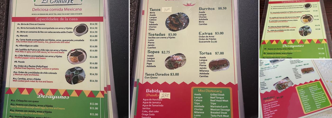 Birrieria El Chalan Menu