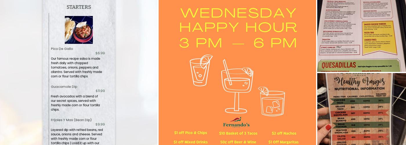 Fernando's On Pacific Menu