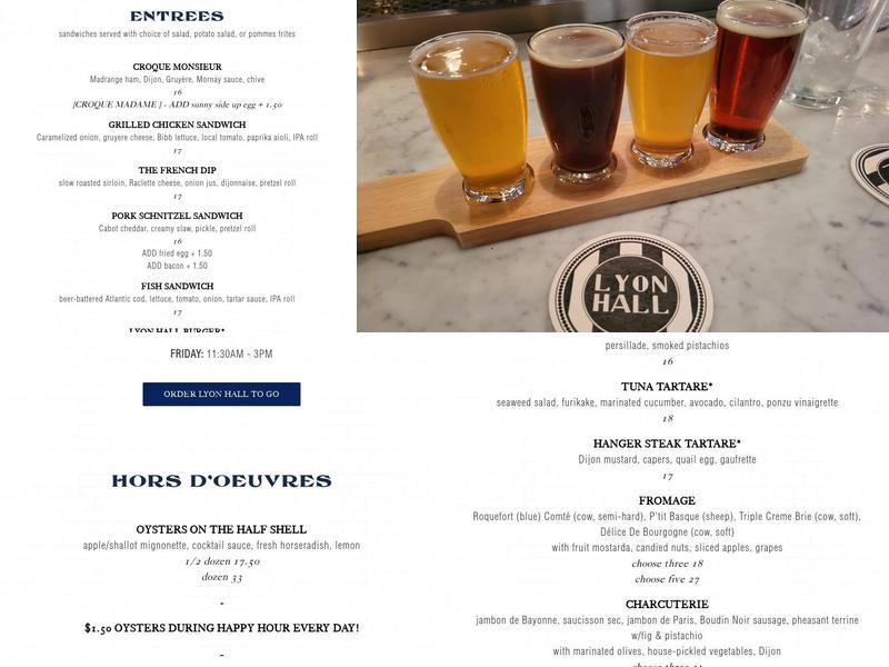 Lyon Hall Menu