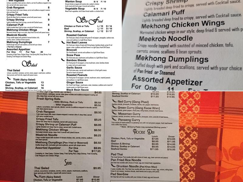 Mekhong Thai Restaurant Menu