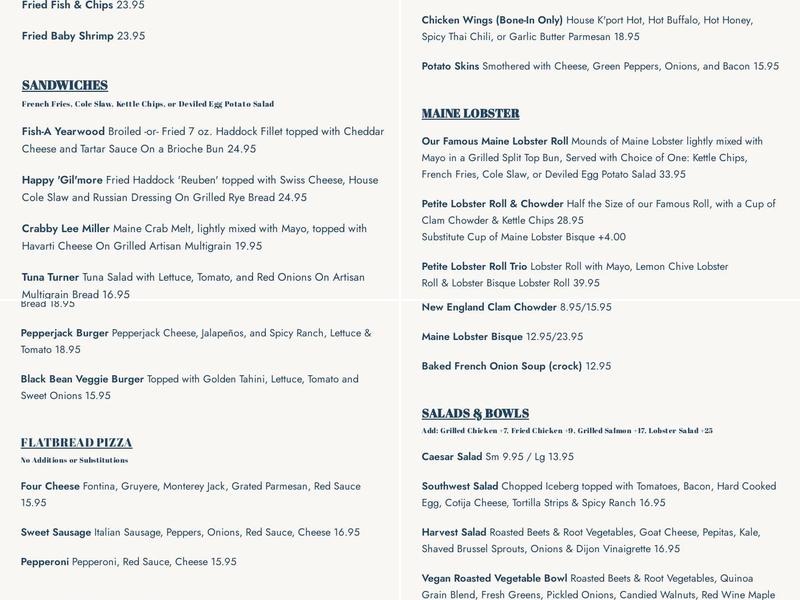 Alisson's Restaurant Menu