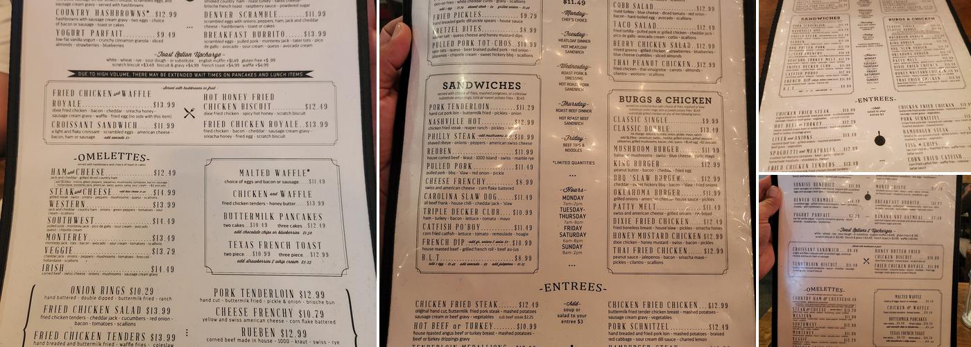 Shirley's Diner Menu