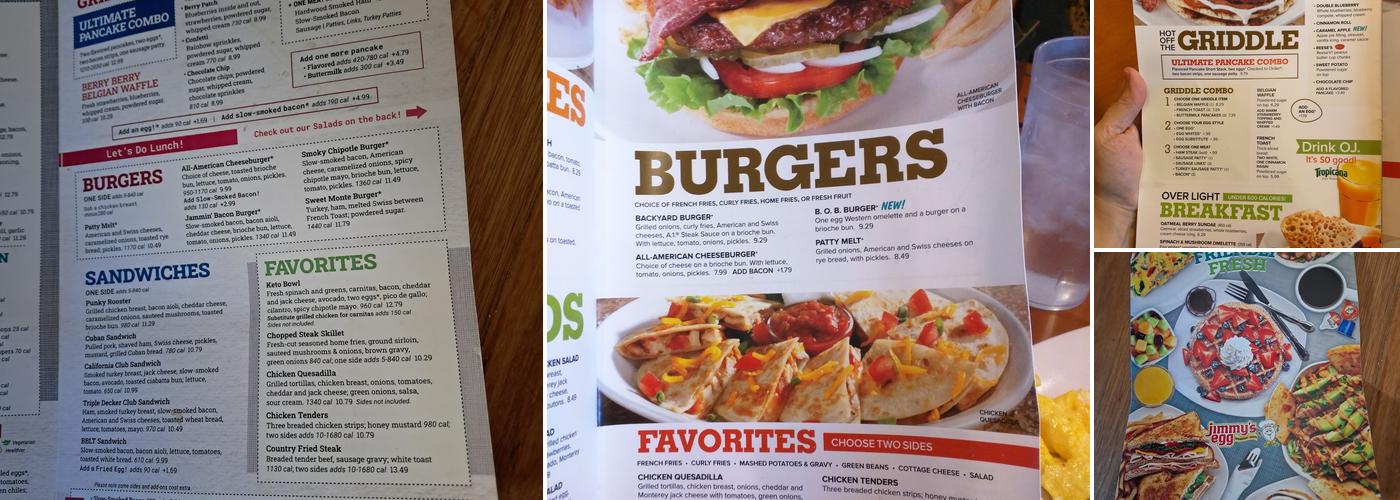 Jimmy's Egg Menu