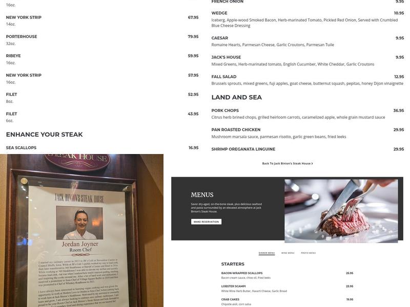 Jack Binion?s Steak House Menu