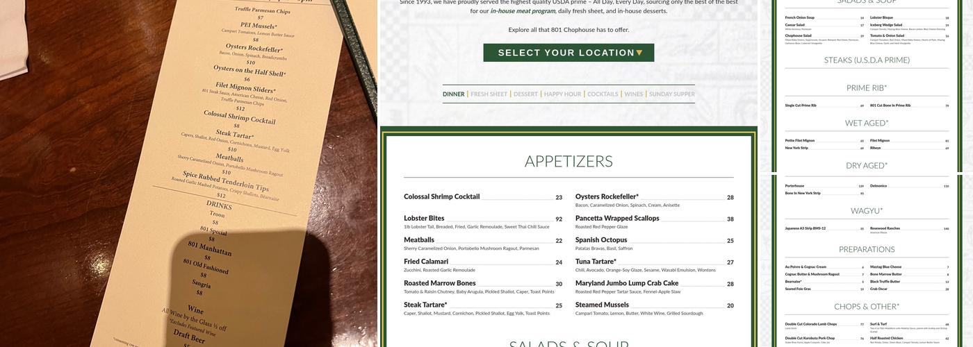 801 Chophouse at the Paxton Menu