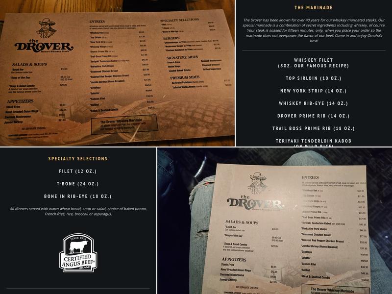 The Drover Menu