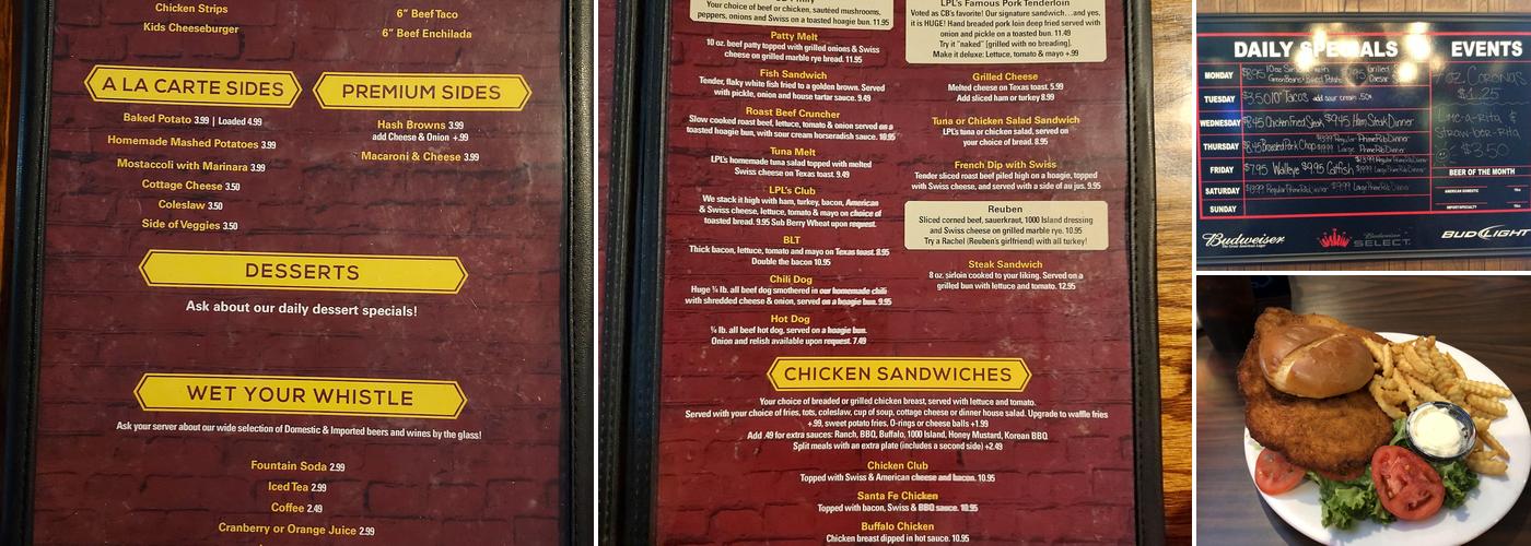 LPL's Restaurant & Pub Menu