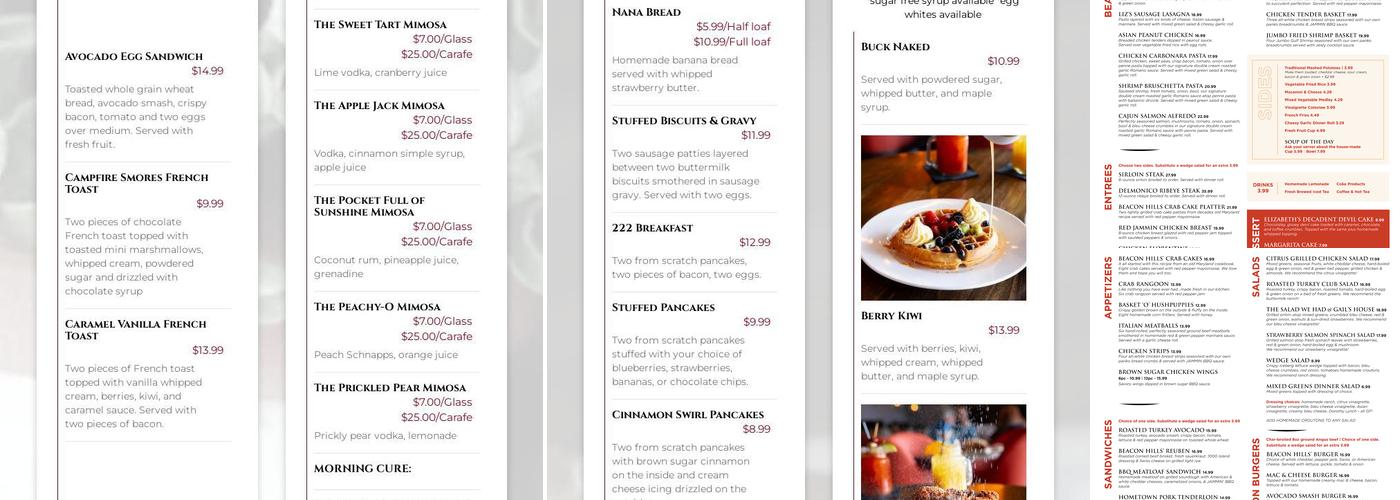 Beacon Hills in Aksarben Village Menu