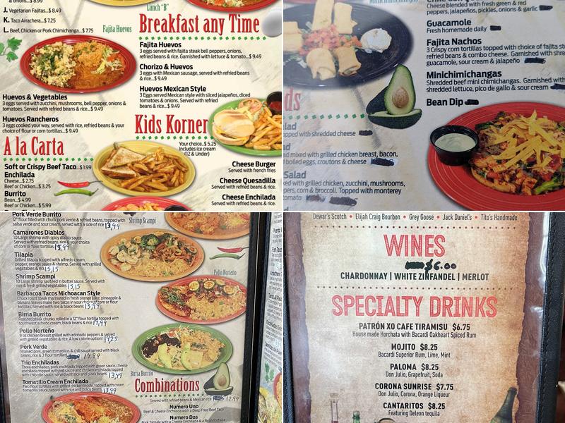 Cilantros Mexican Bar & Grill Menu