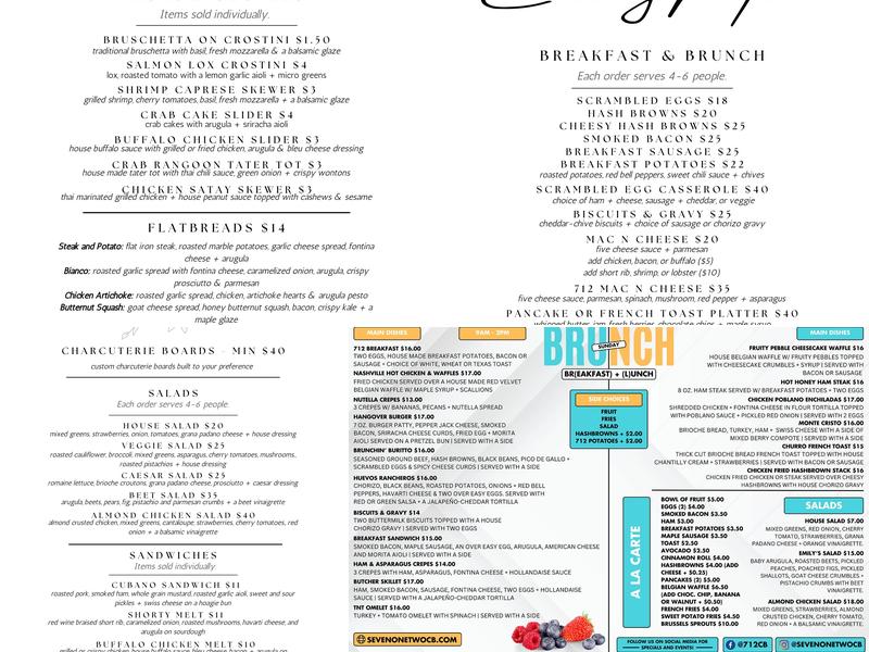 712 Eat + Drink Menu