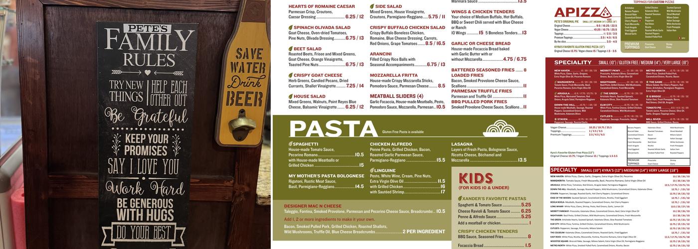 Pete's New Haven Style Apizza Menu