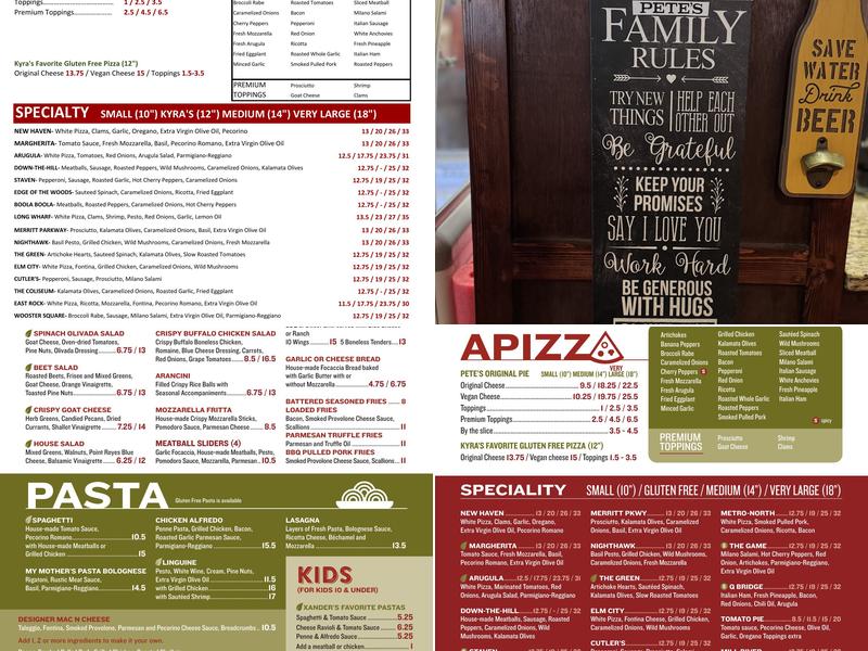 Pete's New Haven Style Apizza Menu