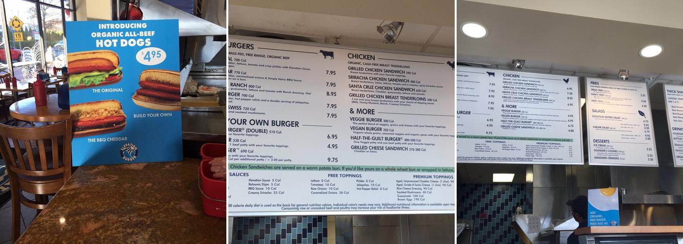 Elevation Burger Menu