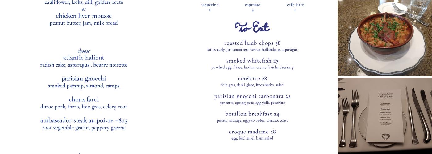 Le Bouillon Menu