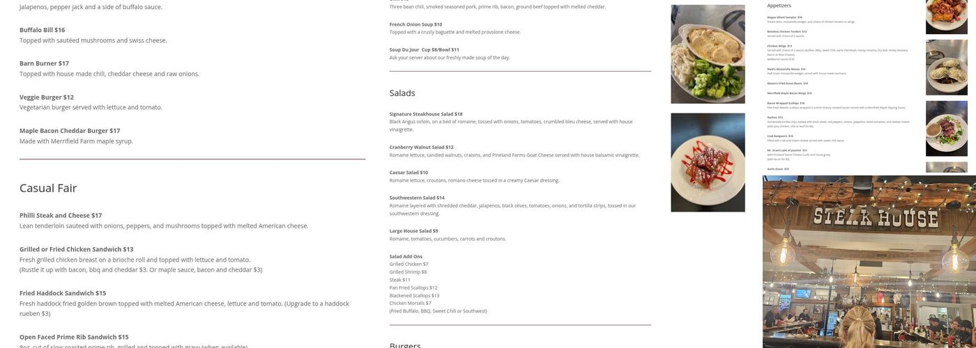 Rustlers Steak House Menu