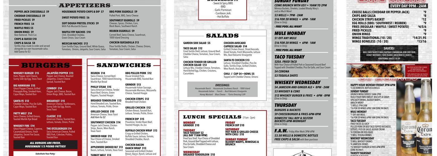 Whiskey River Ames Menu