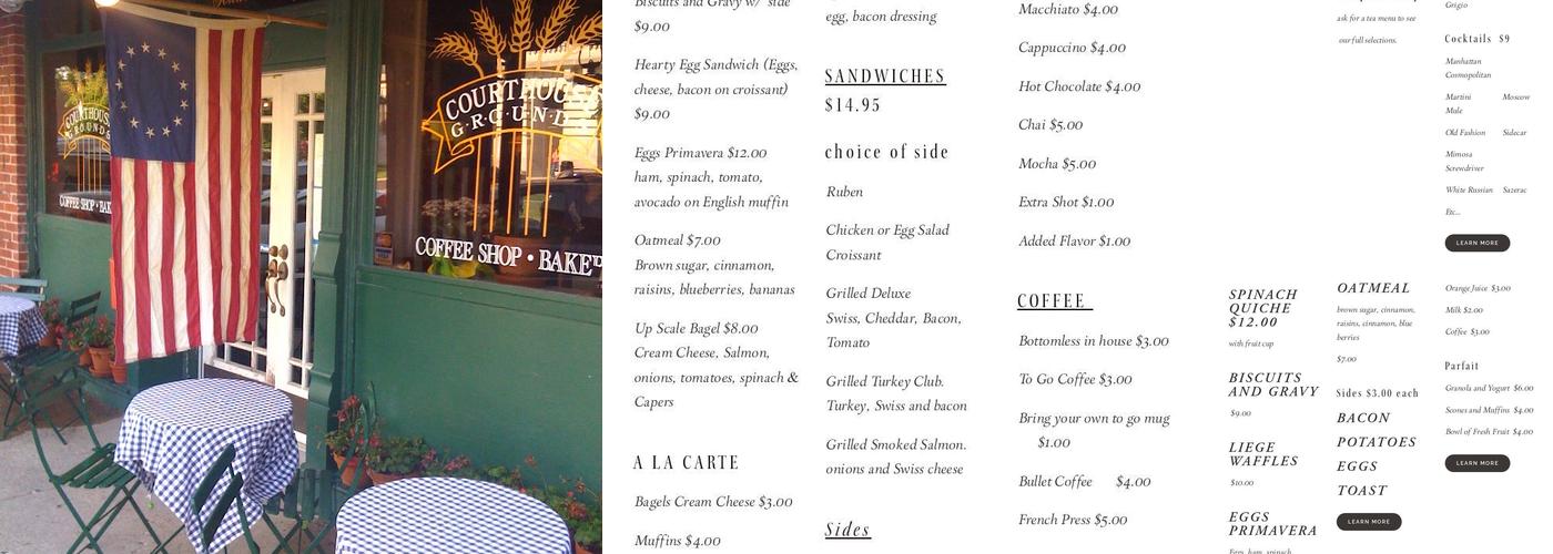 Court House Grounds Menu