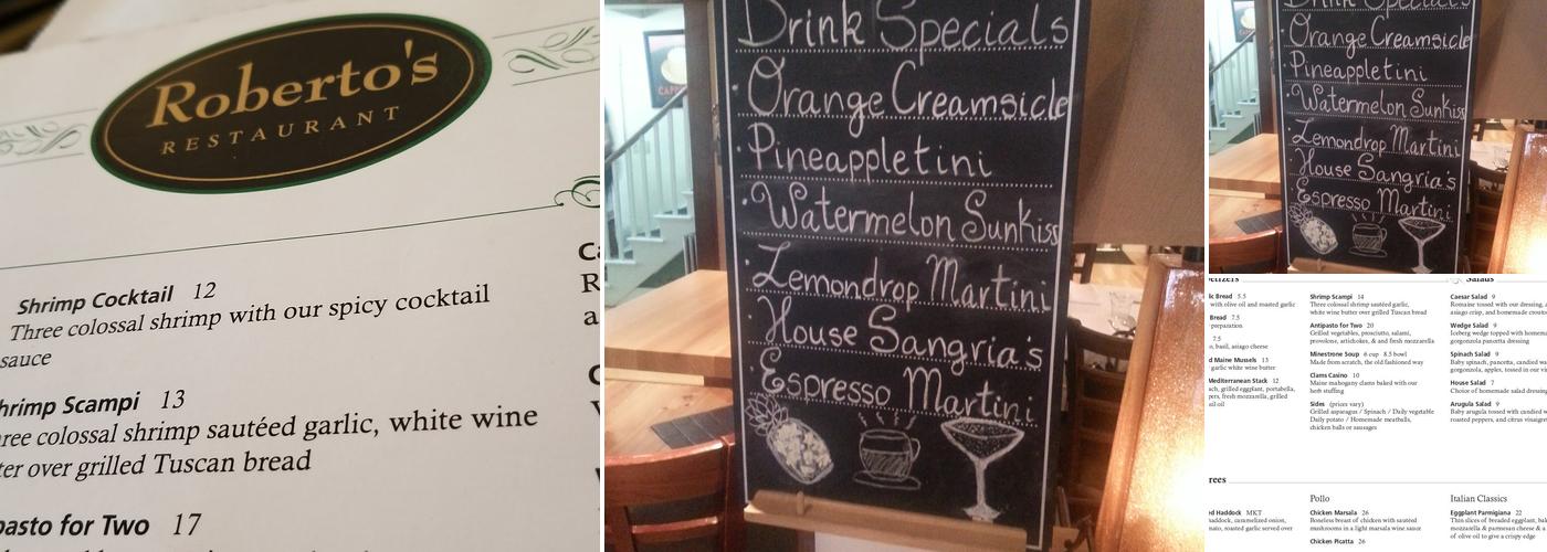 Roberto's Menu