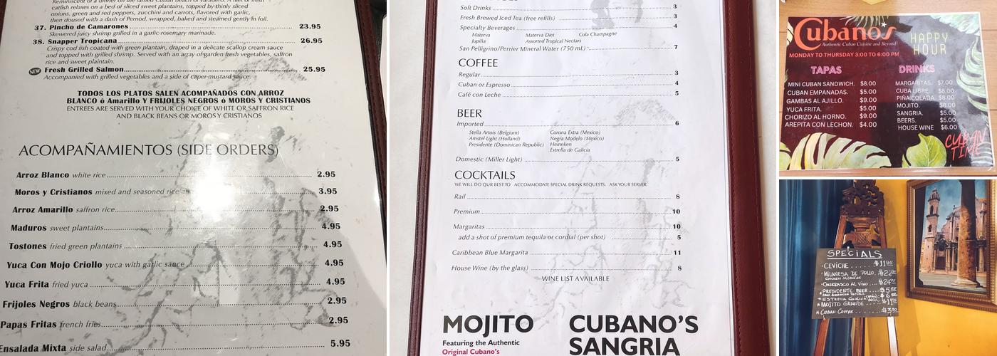 Cubano's Menu