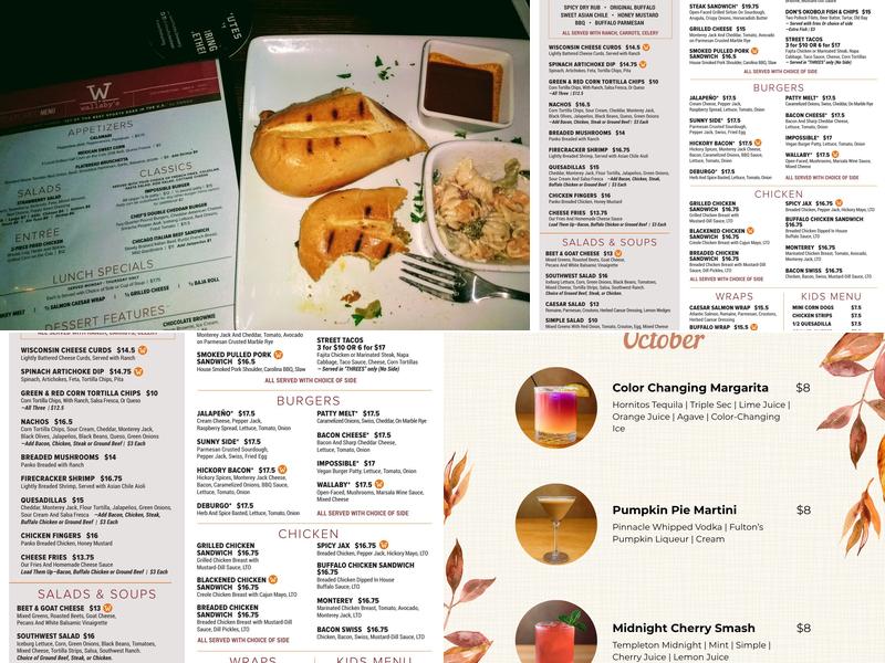 Wallaby's Bar and Grille Menu