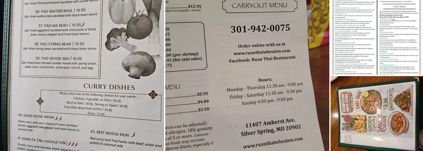 Ruan Thai Restaurant Menu