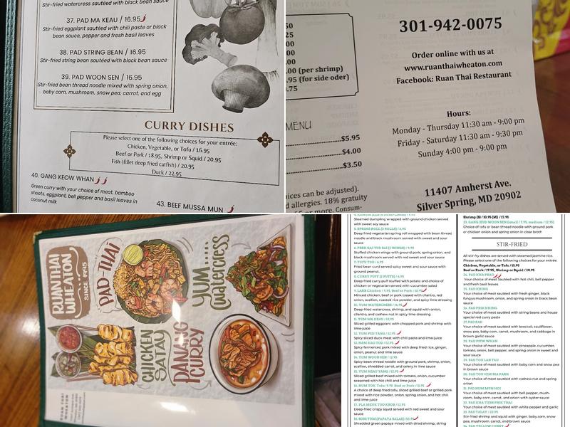 Ruan Thai Restaurant Menu