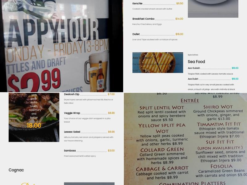 Lesaac Ethiopian Cafe Menu