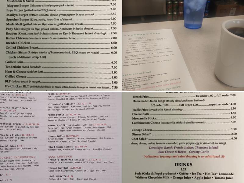 Town & Country Cafe Menu
