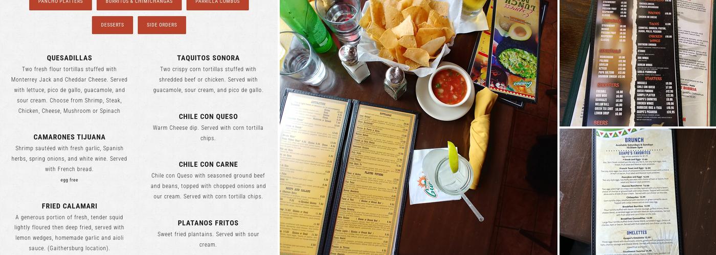 Guapo's Restaurant Menu