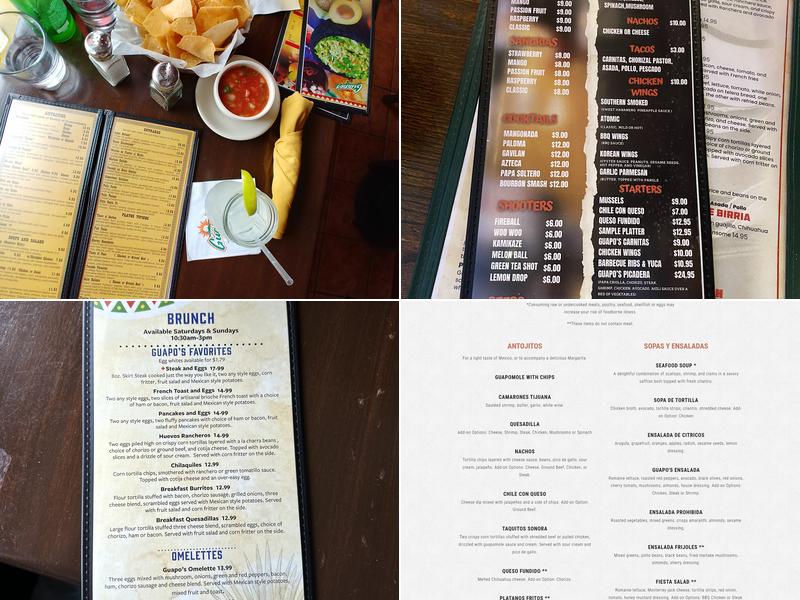 Guapo's Restaurant Menu