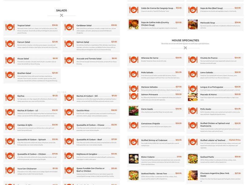 AZUCAR RESTAURANT Menu