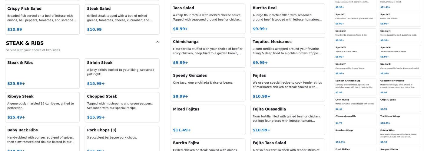 Riviera Maya Menu