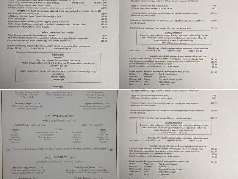 The Wild Blueberry Restaurant Menu