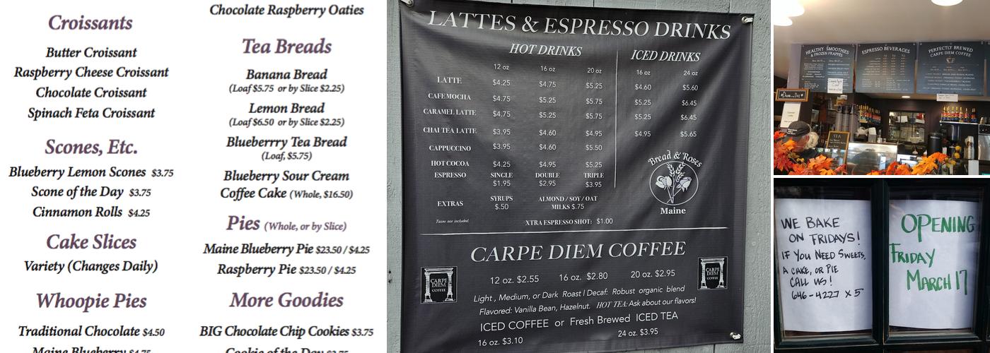 Bread & Roses Bakery Menu