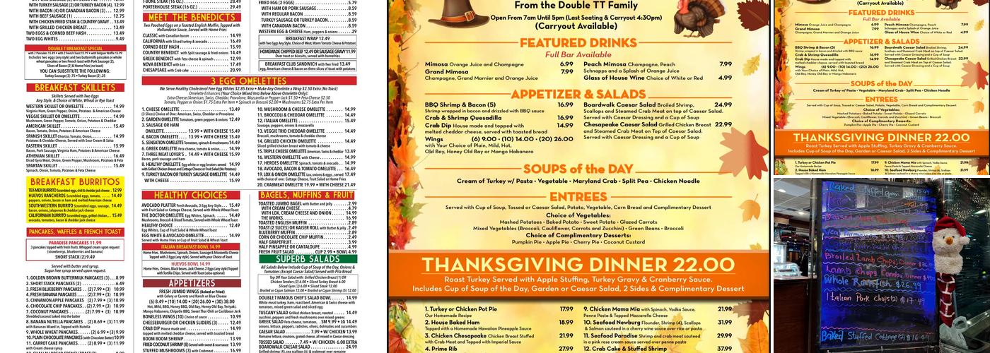 Double T Diner Menu