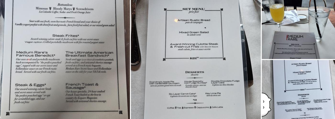 Medium Rare Menu