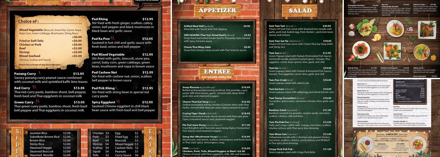 Charm Thai Restaurant Menu