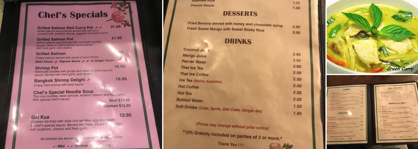 Amina Thai Silver Spring Menu