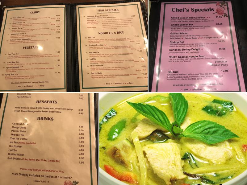 Amina Thai Silver Spring Menu