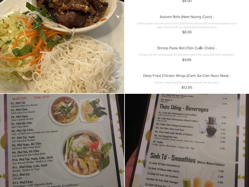 PHO TAN VINH Menu