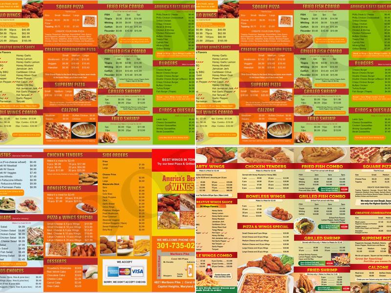 Americas Best Pizza and Wings Menu