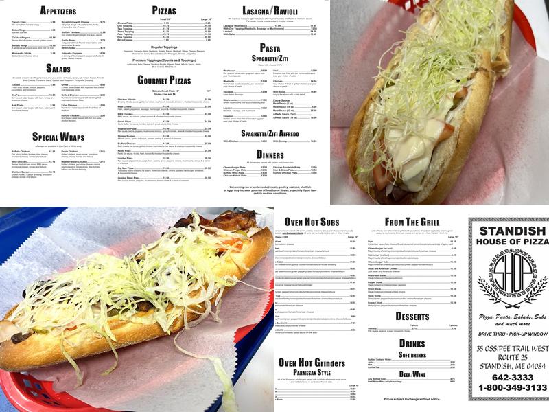 Standish House of Pizza Menu