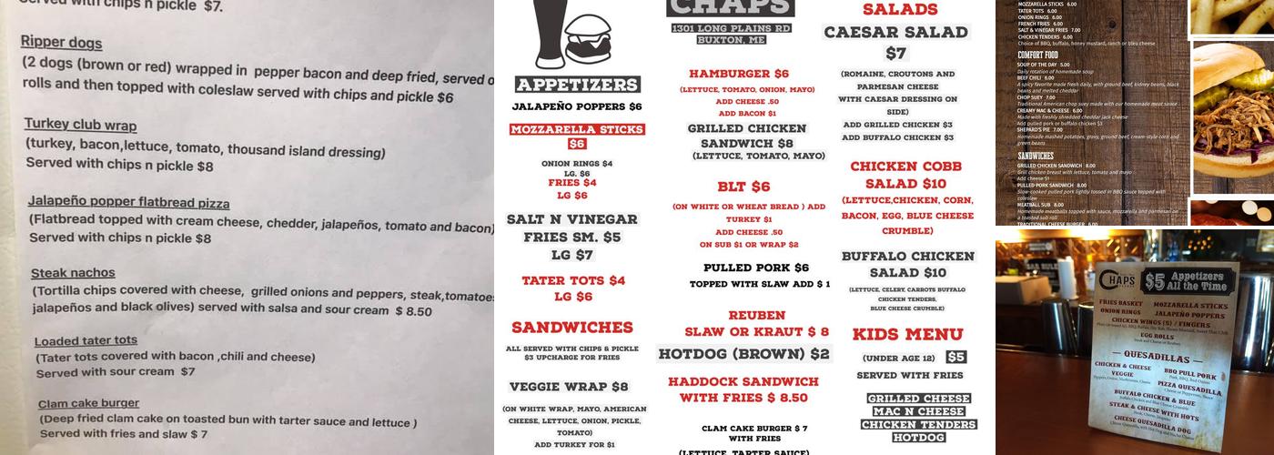 Chaps Saloon Menu