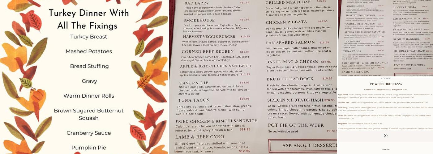 Poor Thom's Tavern Menu