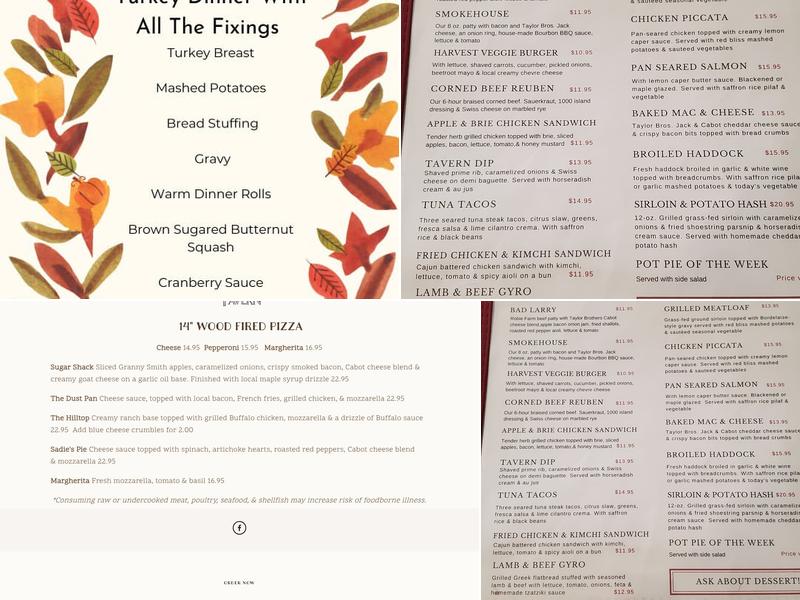 Poor Thom's Tavern Menu