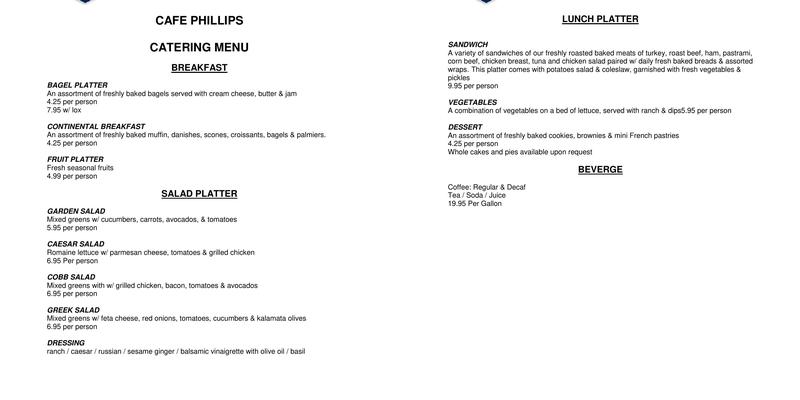 Cafe Phillips Menu