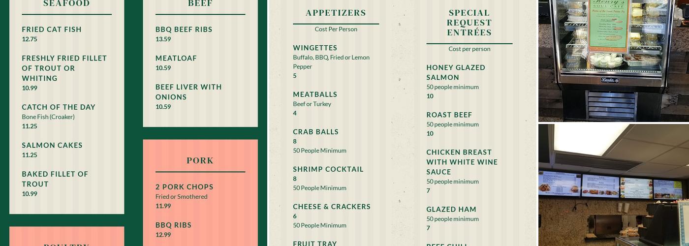 Henry's Soul Cafe Menu